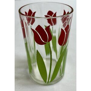 Vintage Swanky Swigs Red Tulip Juice Glass Retro Collectible Mid Century